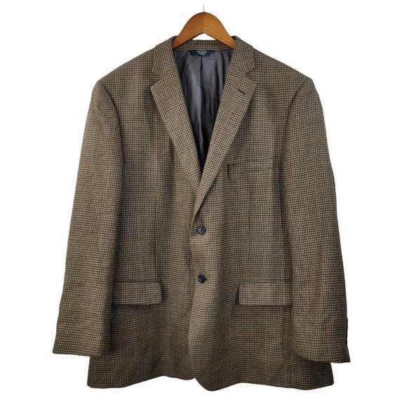 Pronto Uomo Platinum Men Two Button Blazer Sport Coat Jacket Sz 48R Houndstooth - Picture 1 of 8